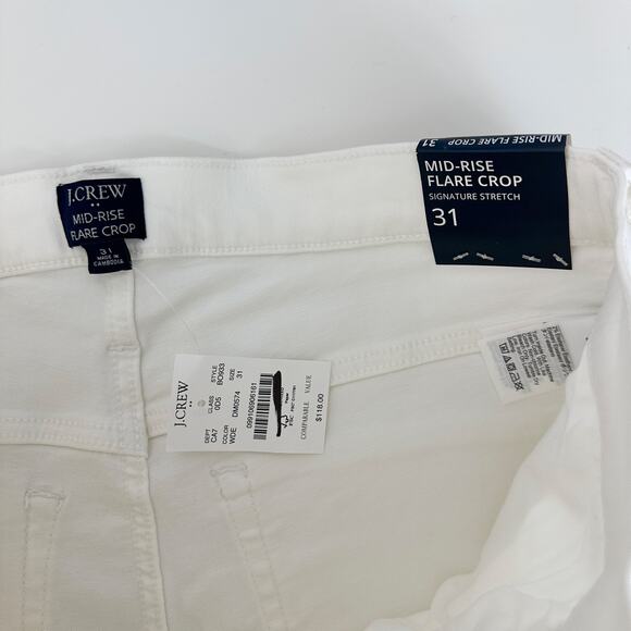 J.Crew Flare Crop White Jean Signature Stretch Denim Mid Rise Ankle US 31 NWT - Picture 11 of 14